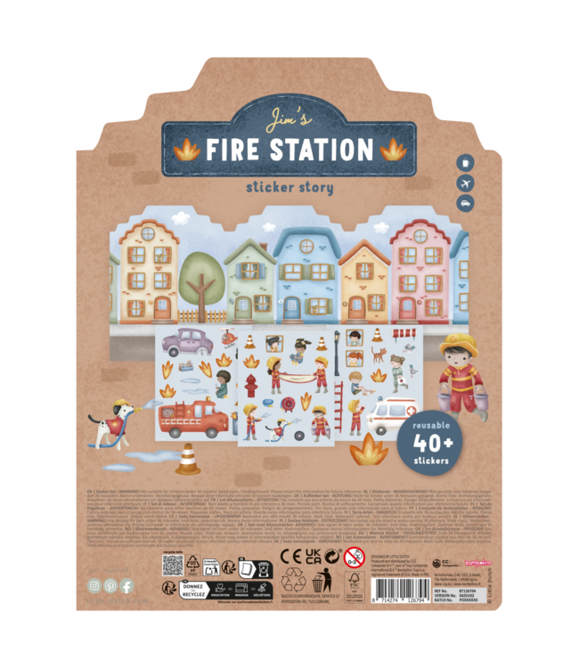 Little Dutch | Stickerboek |  Jim & Friends | Fire Station | 3+