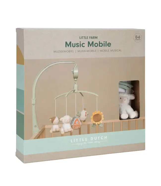 Little Dutch | Kunststof Boxmobiel met Ronddraaiend Muziekdoosje | Little Farm | 0+