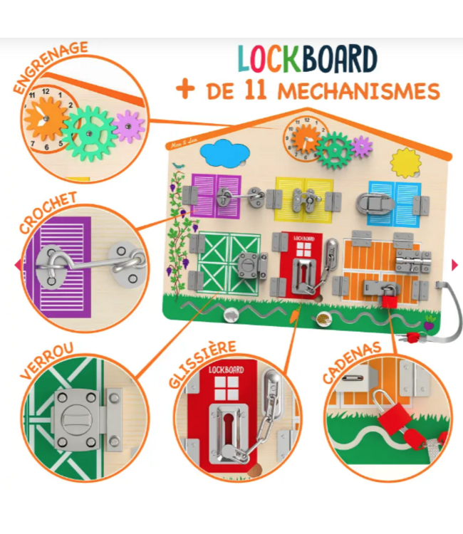 Max and Lea | LockBoard® | 12-in-1 activiteitenbord | 3 - 6 jaar