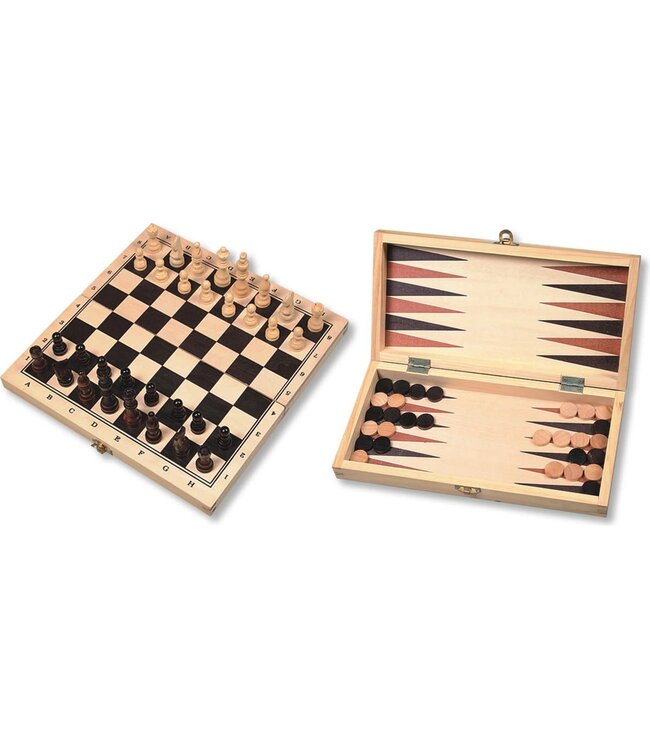 Hotgames | Houten Schaak- en Backgammonspel | Opklapbaar | 8+