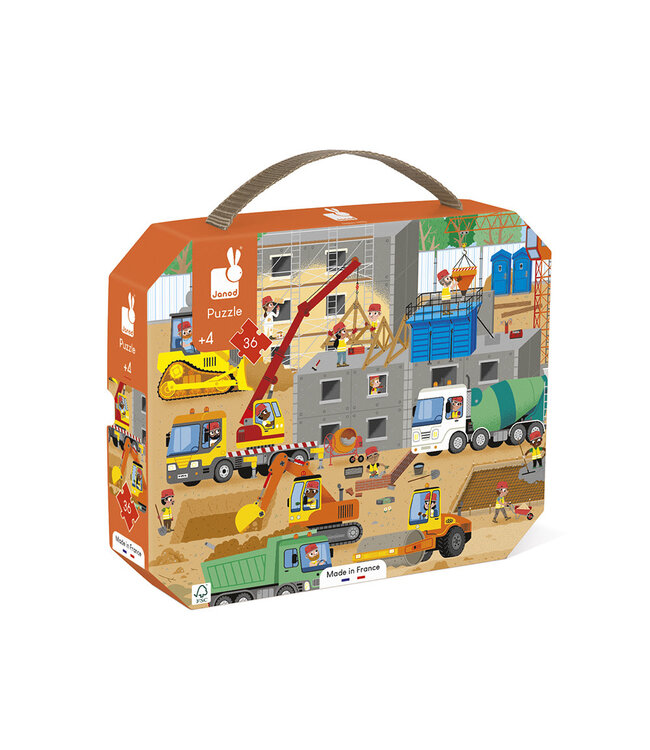 Janod | Puzzel | Op de Bouwplaats | 50 x 40 cm | 36 stukjes | 3+