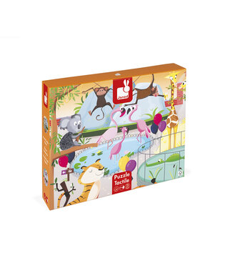 Janod Janod | Voelpuzzel | Een dag in de Dierentuin | 65x 50 cm | 20 stukjes | 2+