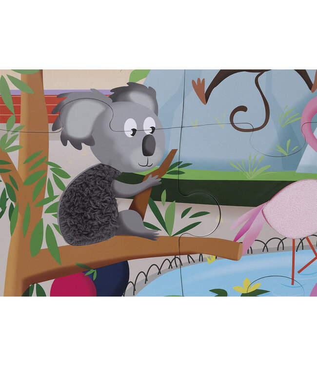 Janod | Voelpuzzel | Een dag in de Dierentuin | 65x 50 cm | 20 stukjes | 2+