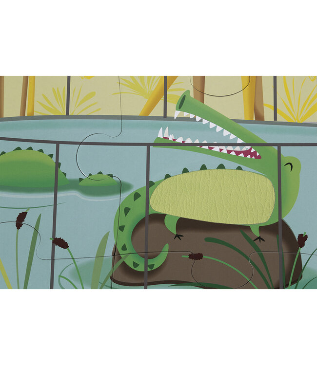 Janod | Voelpuzzel | Een dag in de Dierentuin | 65x 50 cm | 20 stukjes | 2+