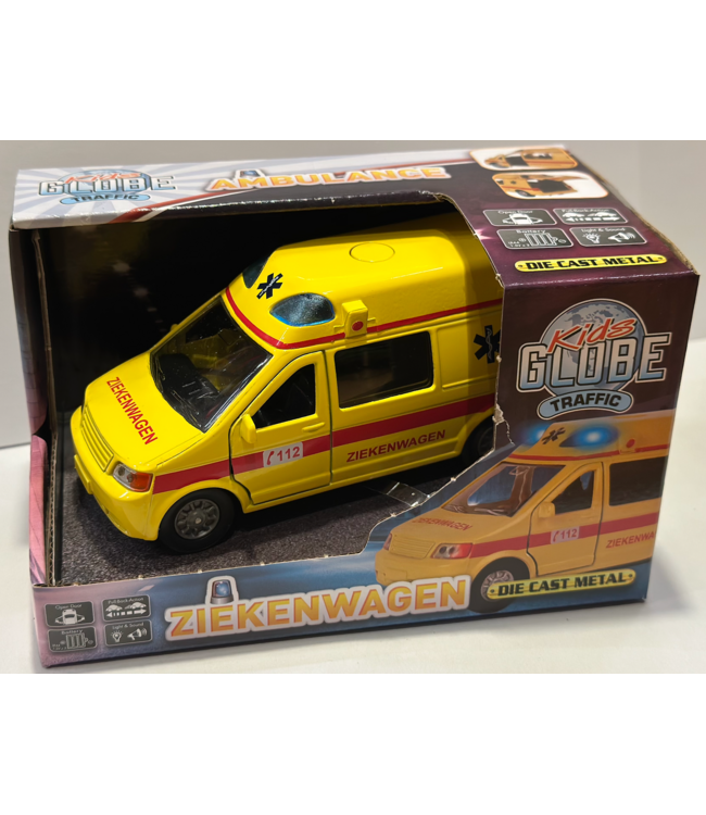 Kids Globe | Die Cast | Ambulance met licht en geluid | 13 cm | 3+