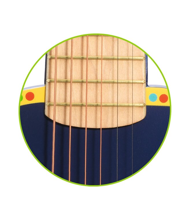 Djeco | Animambo | Houten Guitar | 6 metalen snaren | 66 cm | 4+