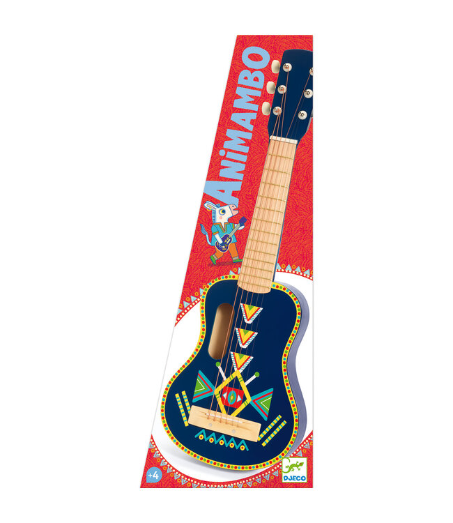 Djeco | Animambo | Houten Guitar | 6 metalen snaren | 66 cm | 4+