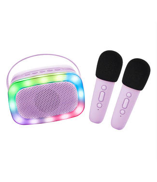 Lalarma Lalarma | Kids Karaoke | Duo | 2 Bluetooth-microfoons en luidspreker met licht | Paars | 3+