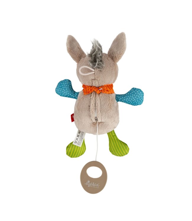 Sigikid | Knuffel  inclusief Muziekdoosje met Trekkoord | Ezel | Melody: Various | 20 cm | 0+