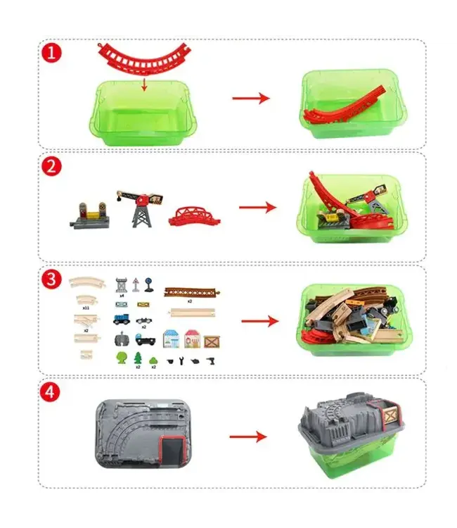 Hape | Railway | Bucket-Builder-Set | 50 delig | 50 x 14 x 80 cm | 3+