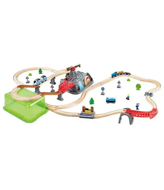 Hape | Railway | Bucket-Builder-Set | 50 delig | 50 x 14 x 80 cm | 3+