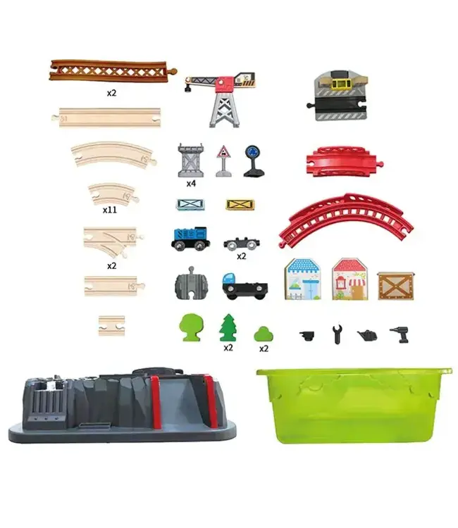 Hape | Railway | Bucket-Builder-Set | 50 delig | 50 x 14 x 80 cm | 3+