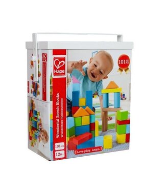 Hape Hape | Blokkenton | Wonderful Beech Blocks | Gekleurde Beukenhouten Blokken 101 pieces | 1+