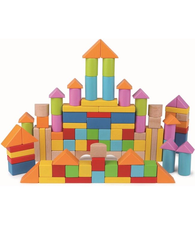 Hape | Blokkenton | Wonderful Beech Blocks | Gekleurde Beukenhouten Blokken 101 pieces | 1+