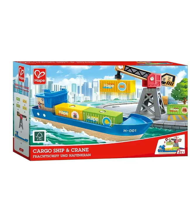 Hape | Railway | Cargo Ship & Crane | 3+