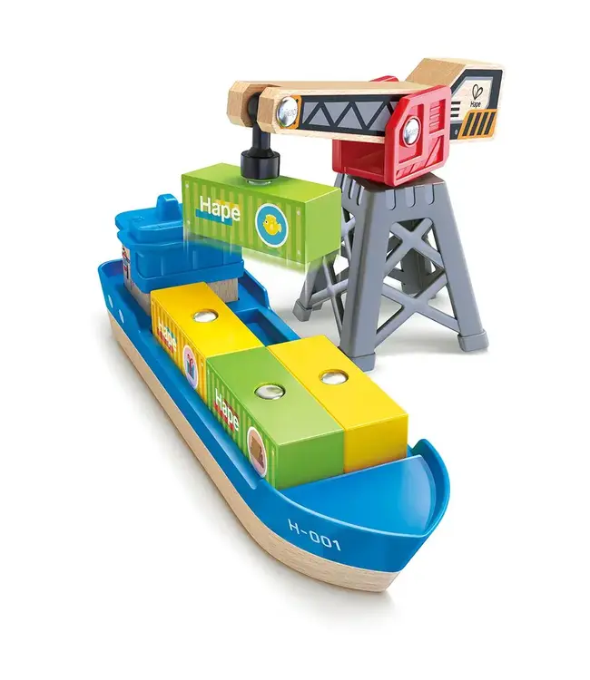 Hape | Railway | Cargo Ship & Crane | 3+