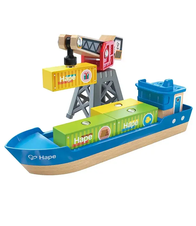 Hape | Railway | Cargo Ship & Crane | 3+
