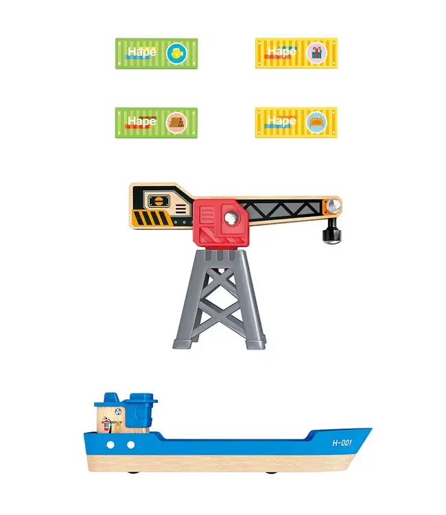 Hape | Railway | Cargo Ship & Crane | 3+