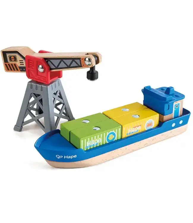 Hape | Railway | Cargo Ship & Crane | 3+