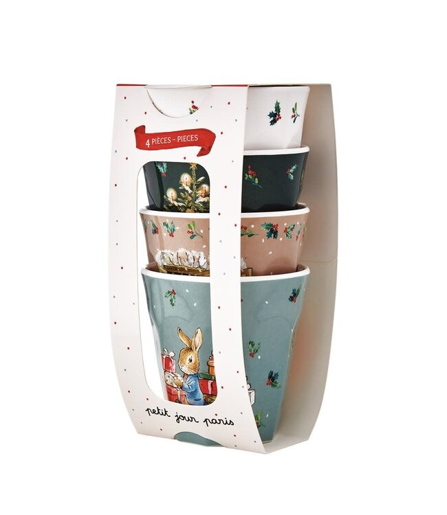 Petit Jour | ChristmasPeter Rabbit | 4 Bekers | 8,6 x 8,6 x 9 cm | 220 ml