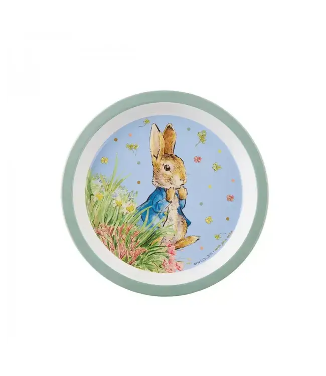 Petit Jour | Peter Rabbit | Bord Met Opstaande Rand | 18 cm | Groene rand | +6 mnd