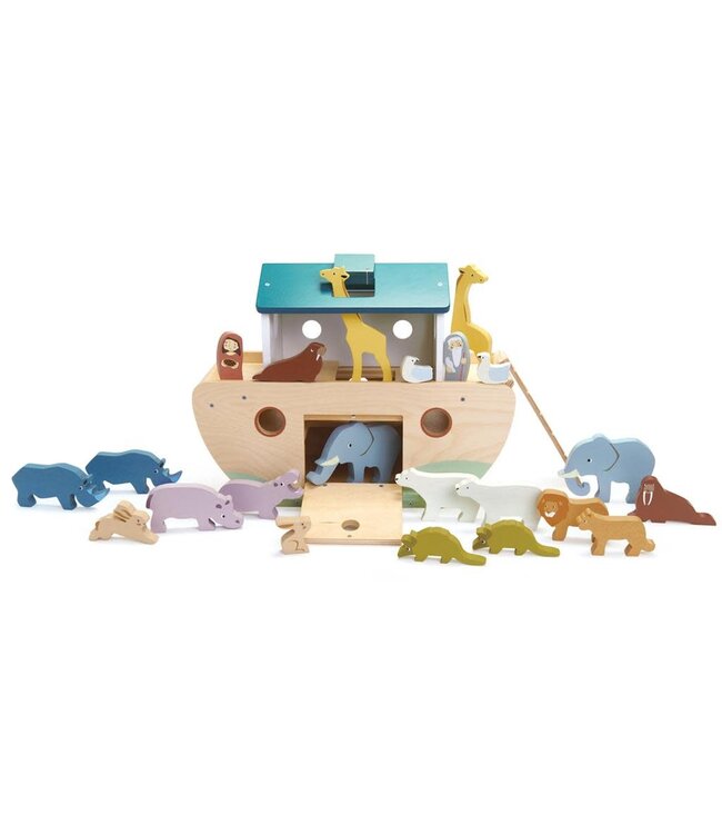 Tender Leaf Toys | Noah's Ark | Houten Ark van Noach | inclusief 20 houten dieren | 38 x 27 x 29 cm | 3+