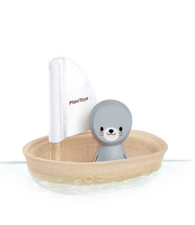 Plan Toys | Houten Zeilboot | Sailing Boat with Seal | 1+