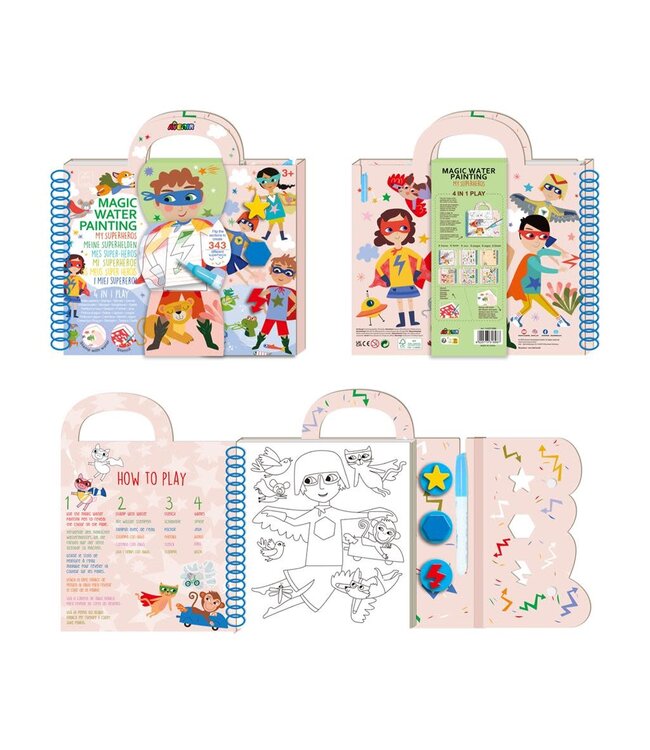 Avenir | Magic Water Painting | 4 in 1 Play | Superheroes | 3+