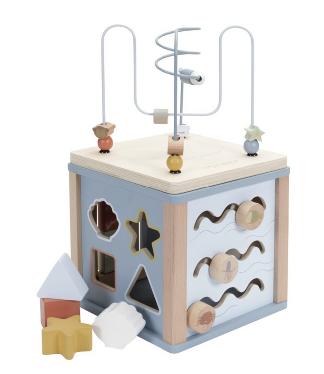 Little Dutch | Houten Activiteiten Kubus | Ocean | 40 cm | +18 mnd