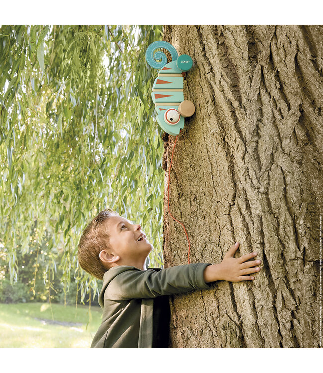 Janod | Houten Trekfiguur | Tropik | Kameleon | 1+