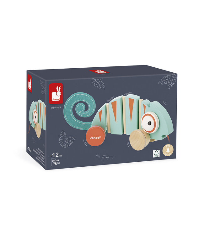 Janod | Houten Trekfiguur | Tropik | Kameleon | 1+