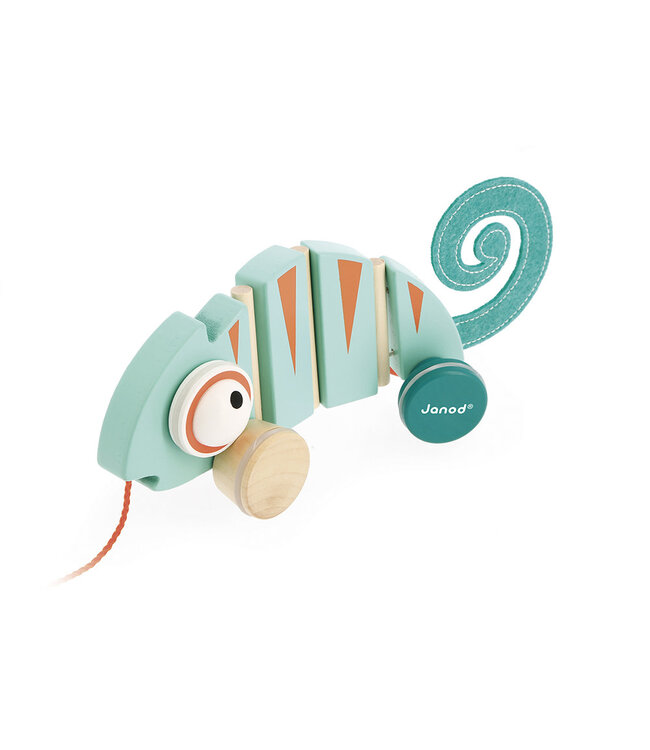 Janod | Houten Trekfiguur | Tropik | Kameleon | 1+