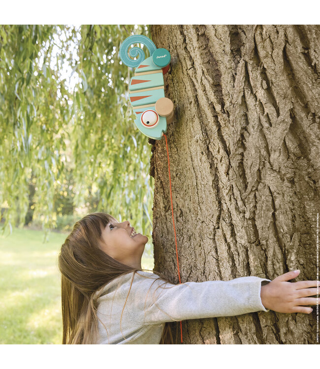 Janod | Houten Trekfiguur | Tropik | Kameleon | 1+