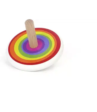 Bajo | Wooden Toy | Houten Tol | Regenboog | 7 x 7 x 5,7 cm | 3+