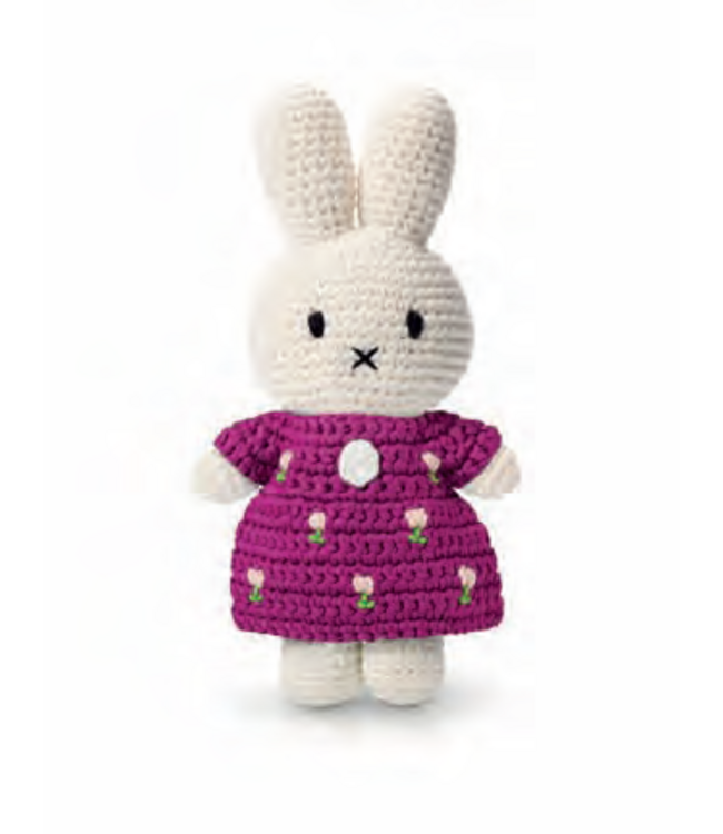 Gehaakte Knuffel | Miffy/Nijntje | Cerise Tulip Dress | 25 cm | 100 % Cotton | 0+