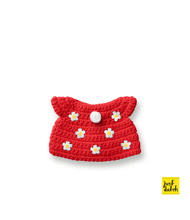 Gehaakte Knuffel | Miffy/Nijntje | Clothing | Red Flower Dress | 25 cm | 100 % Cotton | 0+