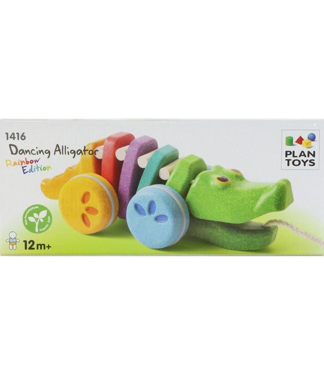 Plan Toys | Houten Trekfiguur | Dancing Alligator | Rainbow | 1+