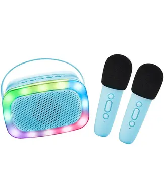 Lalarma Lalarma | Kids Karaoke | Duo | 2 Bluetooth-microfoons en luidspreker met licht | Blauw | 3+
