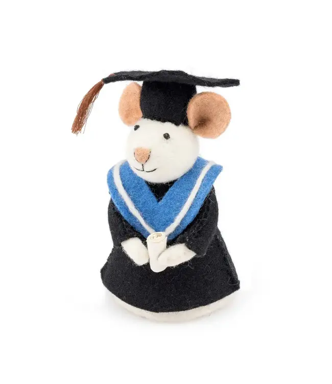 Wolvilt | Decoratie | Muis Geslaagd ! | 16 cm
