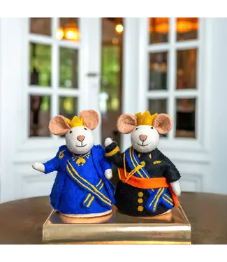 Wolvilt | Decoratie | Muis Koning en Koningin | 17 cm