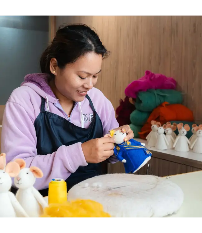 Wolvilt | Decoratie | Muis Koning en Koningin | 17 cm