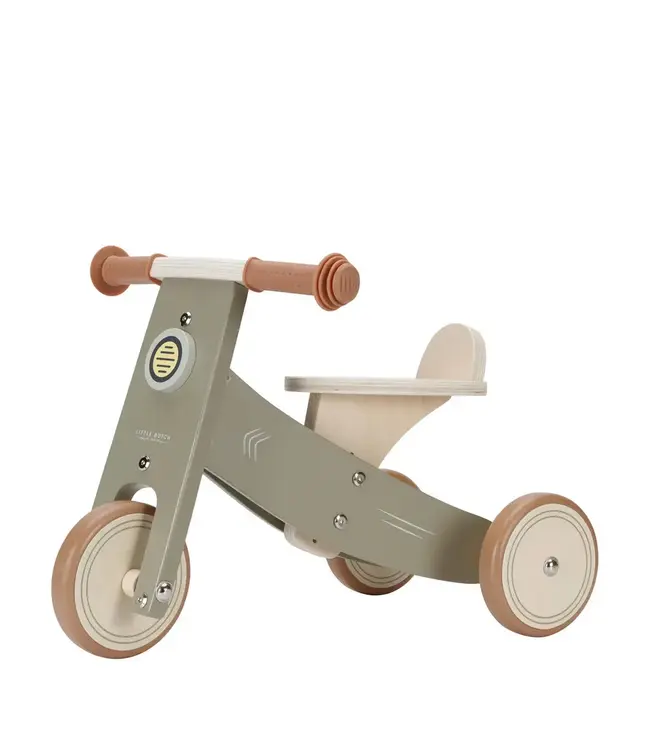 Little Dutch | Houten Loopfiets | Driewieler | Olijfkleur | 1+