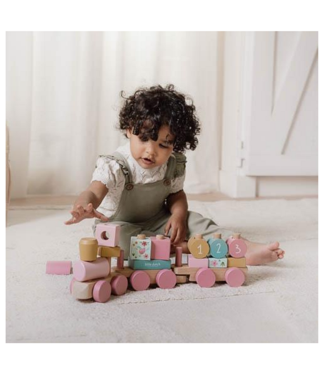 Little Dutch | Houten Blokkentrein | Fairy Garden | 17 delig | 45 cm | 1+