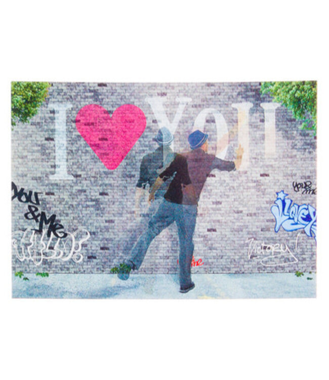 Lenticulaire Kaart Bewegend | Graffiti |  I love you