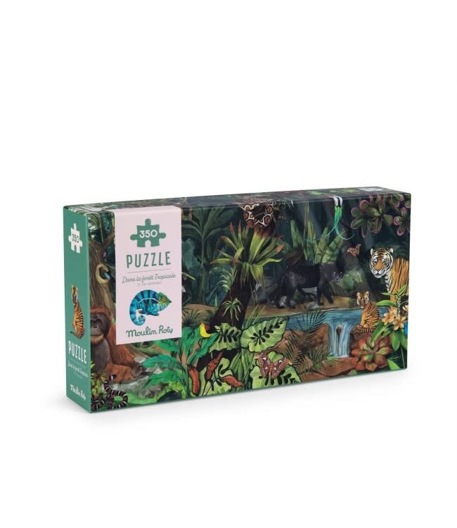 Moulin Roty | Panoramic Puzzle | In the Rainforest |105 x 27,5 cm | 350 stukjes