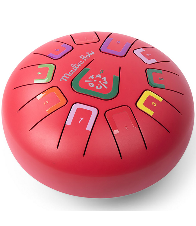 Moulin Roty | Trommel | Metal Tongue Drum | Rood | 11 Toons | 20 x 11 cm | 5+