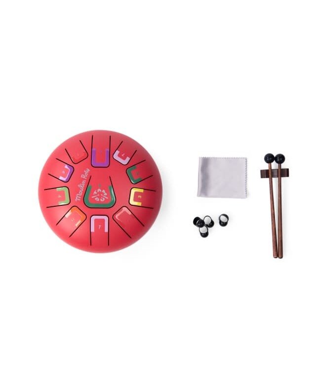Moulin Roty | Trommel | Metal Tongue Drum | Rood | 11 Toons | 20 x 11 cm | 5+