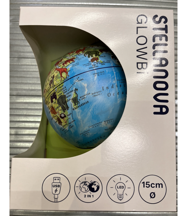 Stellanova l Globe Wereldbol met verlichting | Dieren | 15 cm