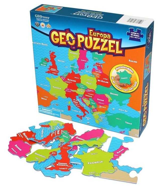 GeoPuzzel | Europa | 58 stukjes | 58 landen | 483 x 406 mm | Nederlandstalig | 4+