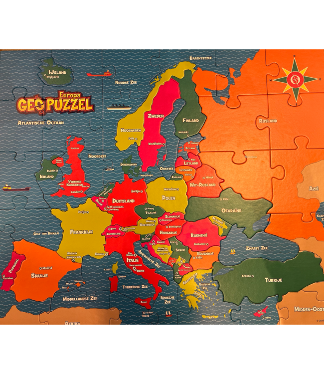 GeoPuzzel | Europa | 58 stukjes | 58 landen | 483 x 406 mm | Nederlandstalig | 4+